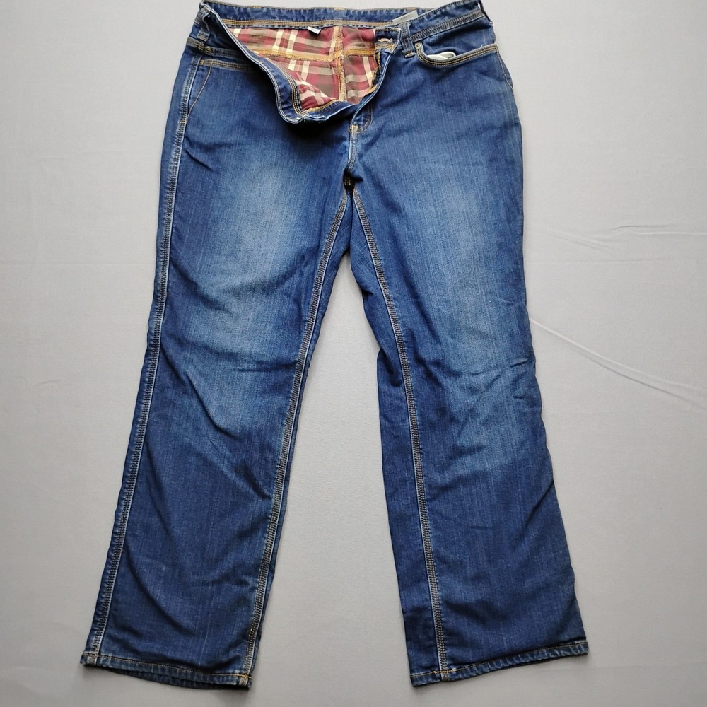 Carhartt Womens 16 Short Flannel Lined Relaxed Fit Jeans Blue Denim